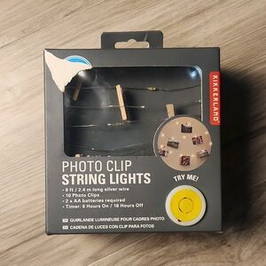 Kikkerland Design Photo Clip String Lights 8ft Silver 20 LED Warm White Timer